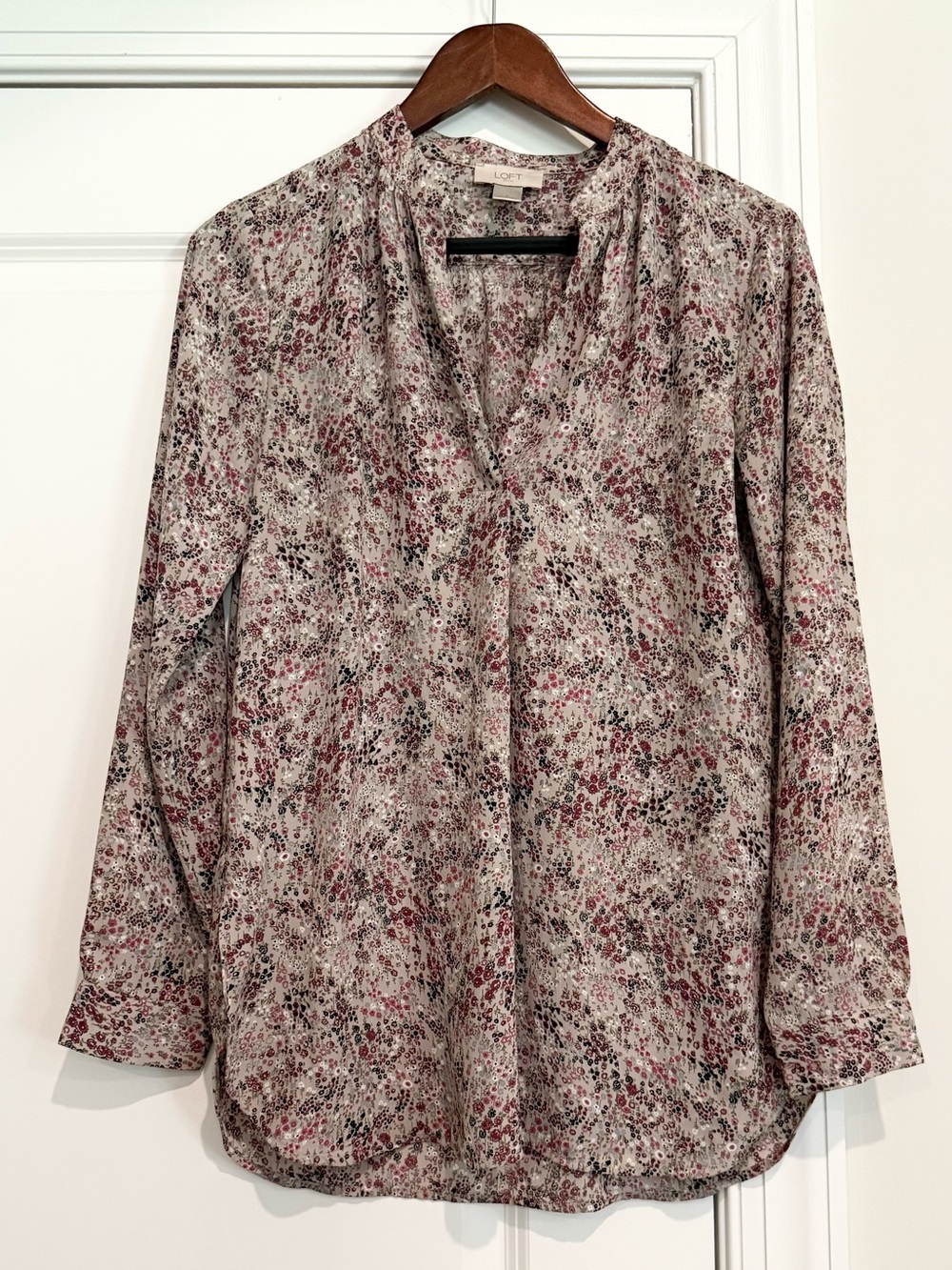 LOFT Floral V-Neck Long-Sleeve Blouse